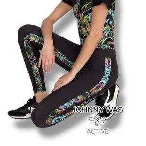 Johnny Was Bee Active Black Floral Leggings